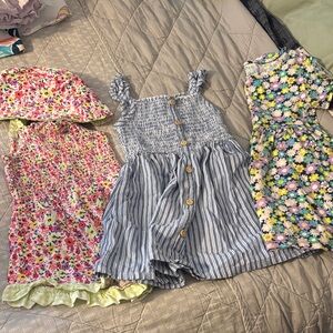 Floral and Striped Toddler Dresses Set 4 outfits